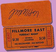Jim Morrison autographed Fillmore ticket stub